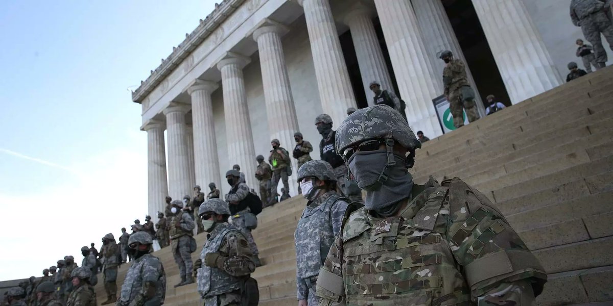 The same Department of Defense that said it "didn't like the visual" of putting National Guard troops in front of the Capitol signed off on this display of force in response to the George Floyd protests in May: