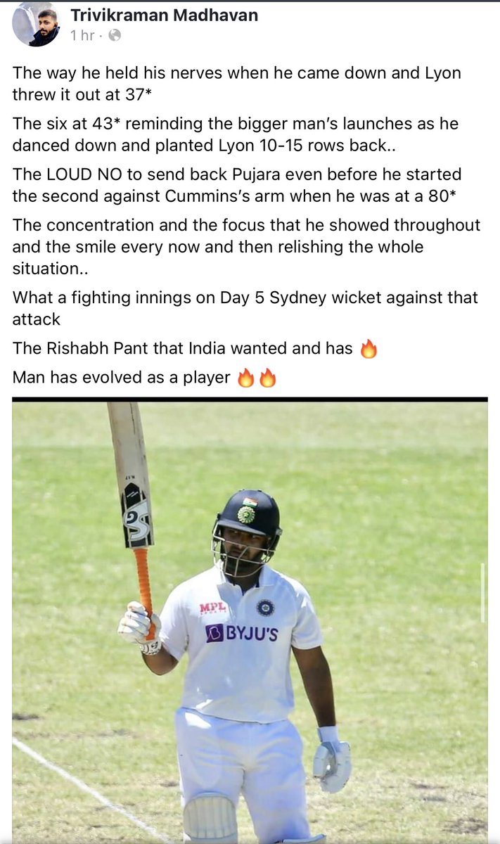tyru_6's tweet photo. #RishabhPant  #AUSvIND #Pant #IndiavsAustralia #SydneyTest #INDvsAUS @ravimaestri https://t.co/176mBbmPjf