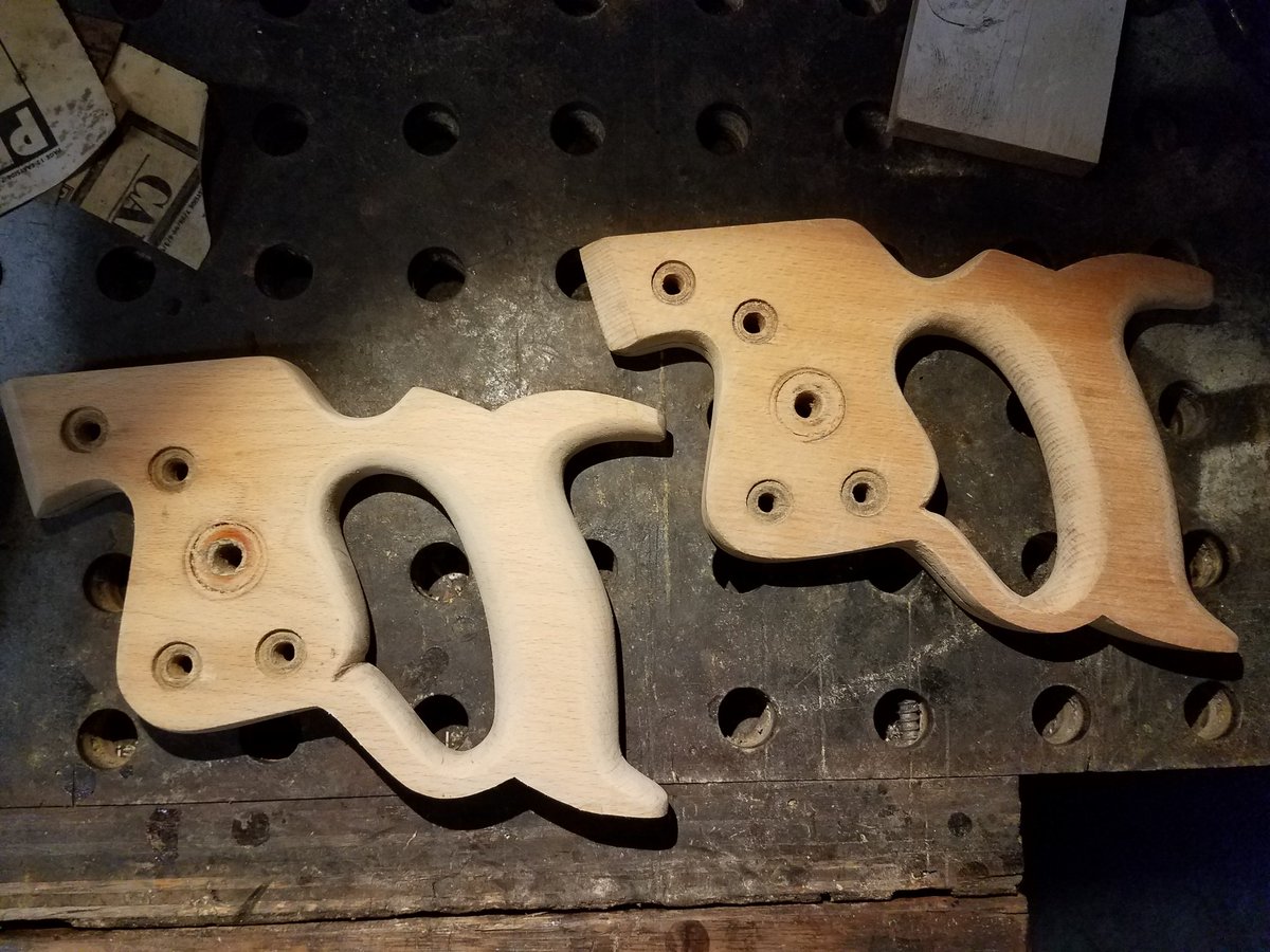 NickMilanovich's tweet photo. A couple of #Disston #handsaw #restorations. The handles were modified for comfort, then french polished.
#tool #tools #handtool #handtools #woodworking #woodworker #vintage https://t.co/4FET8EUqDI