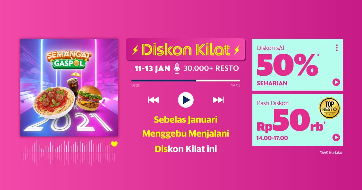 jek___'s tweet photo. kondisi msh belum stabil, untung slalu ada GrabFood sbagai penolong biar hemat

berhubung ada diskon kilat, gw mau giveaway 1 JUTA u/ 5 org. 200rb/org. reply pake copas lirik di bawah, tp isi juga titik2nya:

sebelas januari membuka GrabFood, memesan ... pake #DiskonKilatGrabFood https://t.co/Qukmn0b0Vr