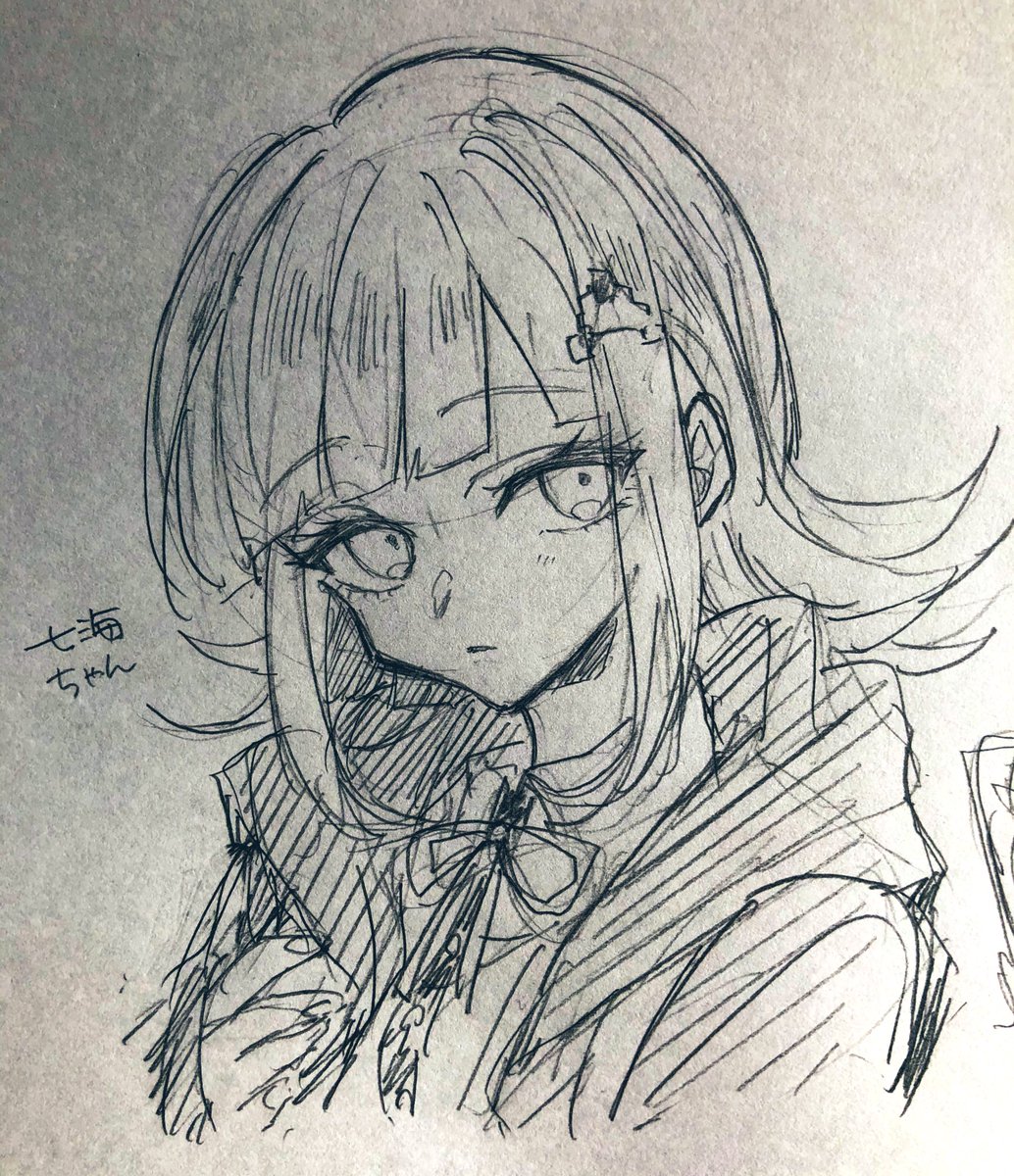 nekonokanndume's tweet photo. 顔だけ描くタグとりあえず2人！
七海ちゃんと狛枝くん https://t.co/AmdRcS063Y