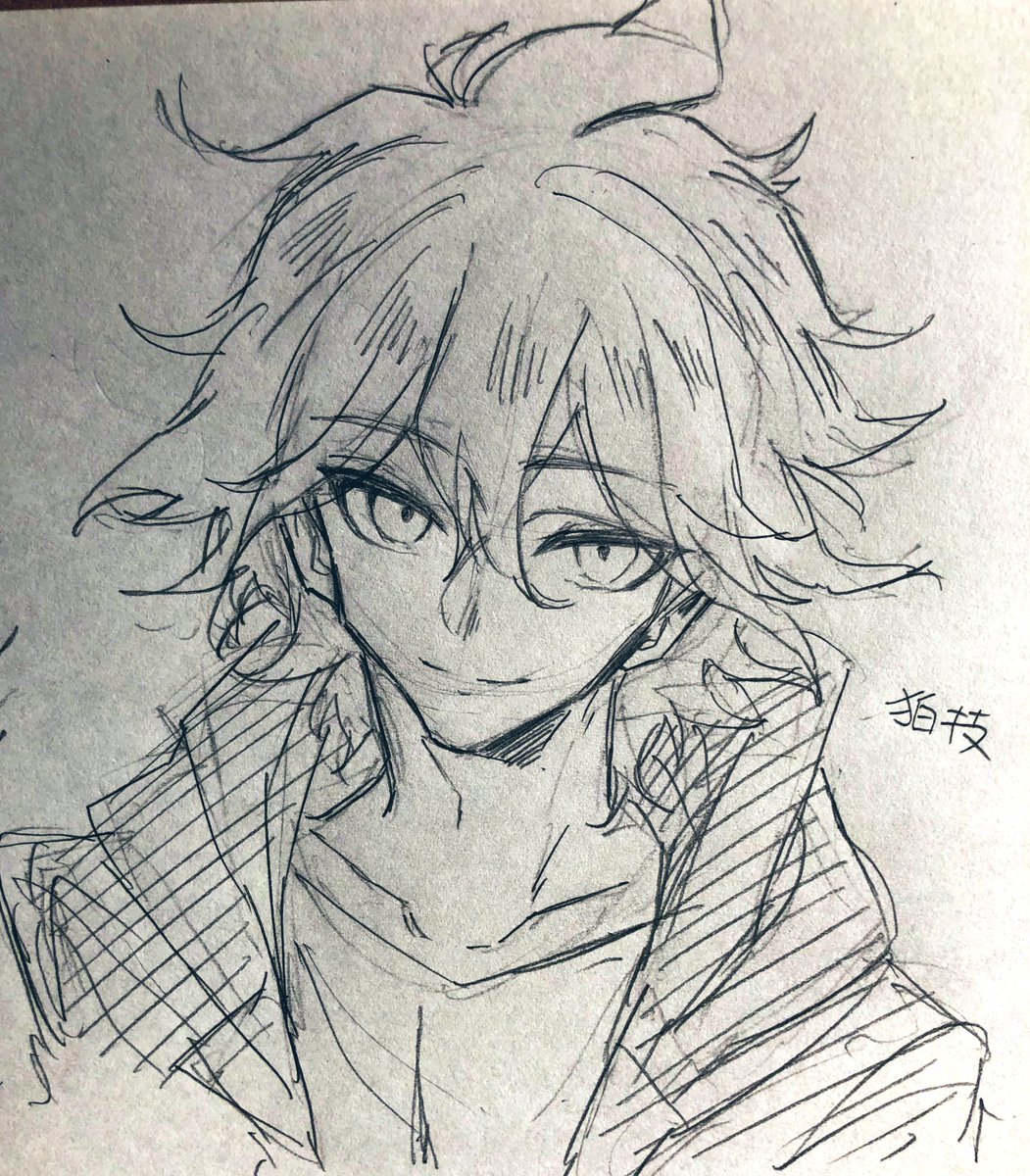 nekonokanndume's tweet photo. 顔だけ描くタグとりあえず2人！
七海ちゃんと狛枝くん https://t.co/AmdRcS063Y