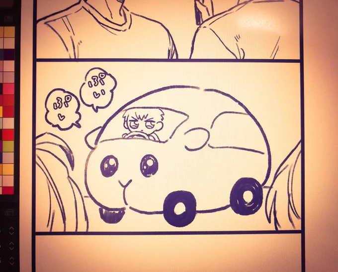 ぷいぷいしたやつ描いてる(夜上げれたらいいな) 
