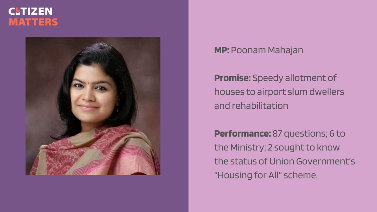 Election profile of MP Poonam Mahajan:  https://citizenmatters.in/poonam-mahajan-mumbai-north-central-candidate-profile-assets-mplad-controversy-11591