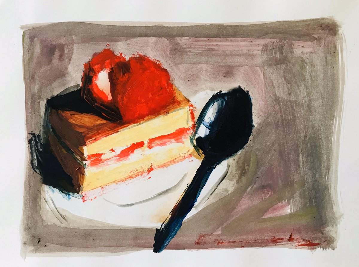 「今日の一枚は「ケーキの時間」 」|ナカムラクニオ Kunio Nakamuraのイラスト
