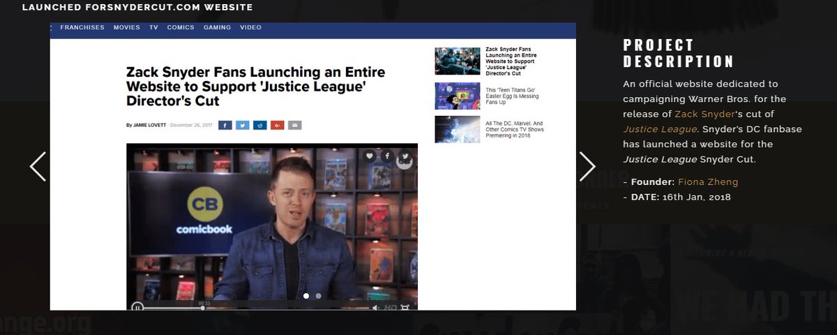 3. An official website dedicated to campaigning Warner Bros. for the release of Zack Snyder‘s cut of Justice League. Snyder’s DC fanbase has launched a website for the Justice League Snyder Cut.DATE: 16th Jan, 2018