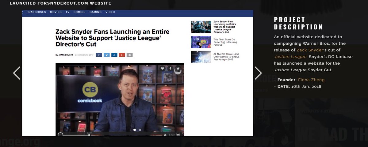 3. An official website dedicated to campaigning Warner Bros. for the release of Zack Snyder‘s cut of Justice League. Snyder’s DC fanbase has launched a website for the Justice League Snyder Cut.DATE: 16th Jan, 2018