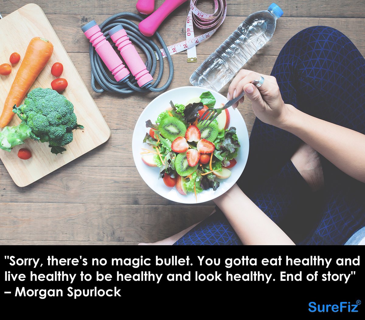 SureFiz's tweet photo. "Sorry, there's no magic bullet.  You gotta eat healthy and live healthy to be healthy and look healthy.  End of story" -Morgan Spurlock

#mondaymotivation #newyearsresolution #eathealthy #healthyliving #healthyinspiration #surefizquotes

📸 Photo created by schantalao - freepik https://t.co/ev7w1ZjPw0