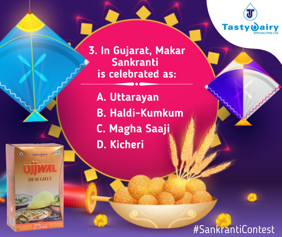 Welcome to day 3 of #Sankranticontest
To enter the official contest u must follow these rules:-
1.Like and Follow our page on FB,Twitter,and Instagram
2.Share this contest on your FB wall or my story feed &amp; tag company
3.Tag 3friends, make sure they all follow us
