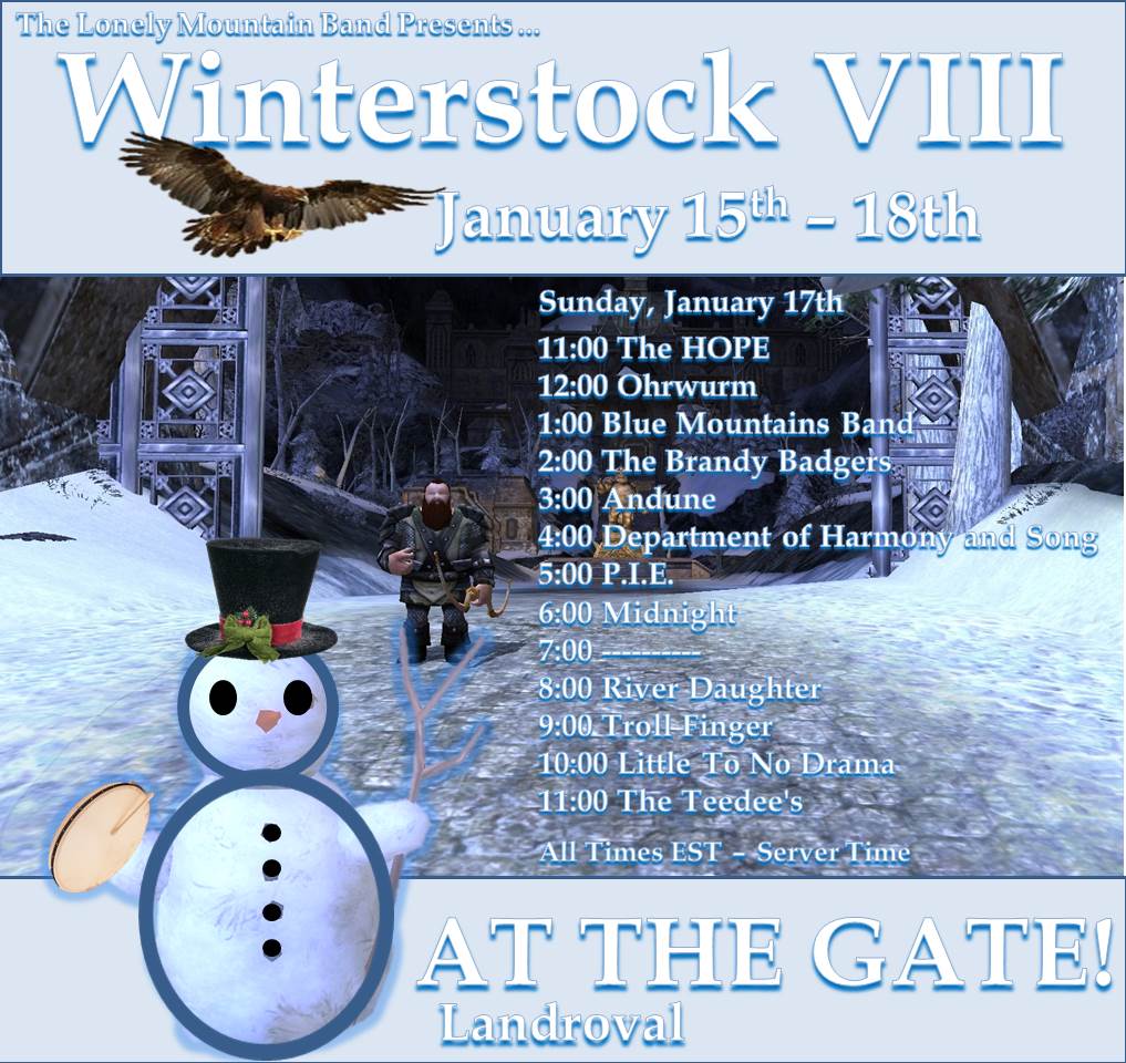 alesandtales's tweet photo. Here are the entire schedule for Winterstock VIII this weekend! See you all there! #LOTRO #Landroval #Winterstock https://t.co/pHqK3nEuYR