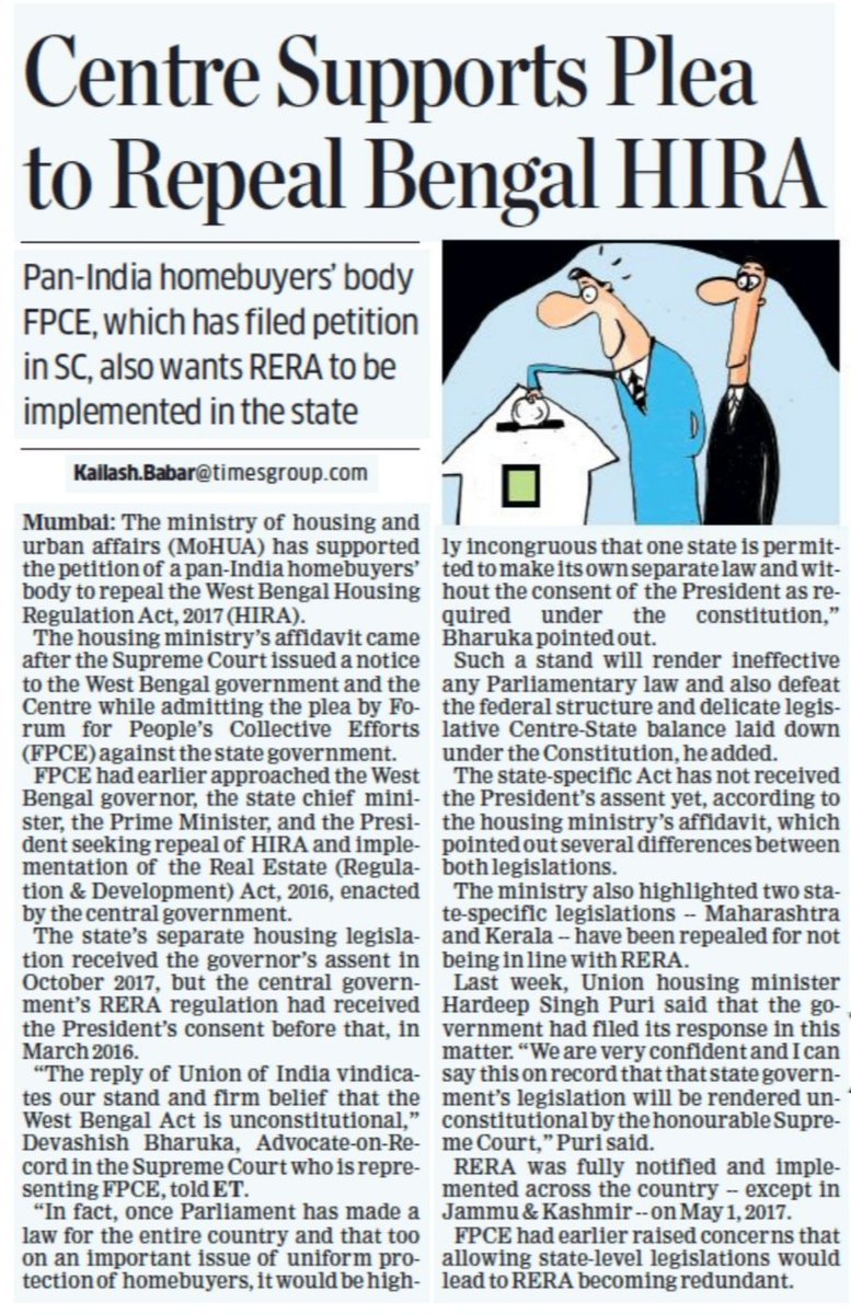 KailashBabar_'s tweet photo. .
@MoHUA_India supports #homebuyers @FightForRERAInd
 petition to repeal #WestBengal #Housing #Regulation Act, 2017. #WBHIRA had recd governor’s assent in Oct 2017, but central #Govt legislation #RERA recd President’s consent in Mar 2016. https://t.co/PpfZfo71p0 @EconomicTimes https://t.co/DJVNaM7xfI