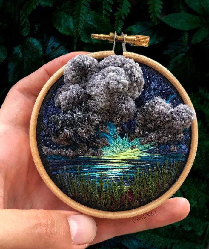 womensart1's tweet photo. Self-taught Saint Petersburg-based embroidery artist Vera Shimunia creates embroidered work depicting landscapes #womensart https://t.co/3yp6247ccq
