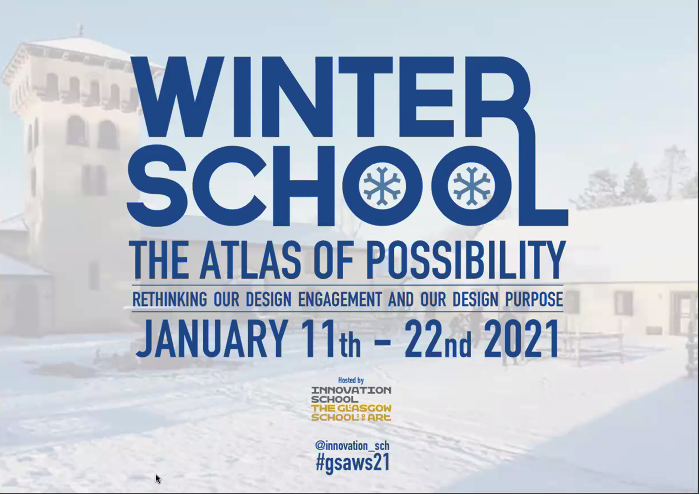Starting soon today: #gsaws21 Glasgow School of Art Winter School. We should have been together at their Highlands &amp; Islands (of Scotland) campus in Forres - but sadly, co-presence is not possible this time. Maybe next time.