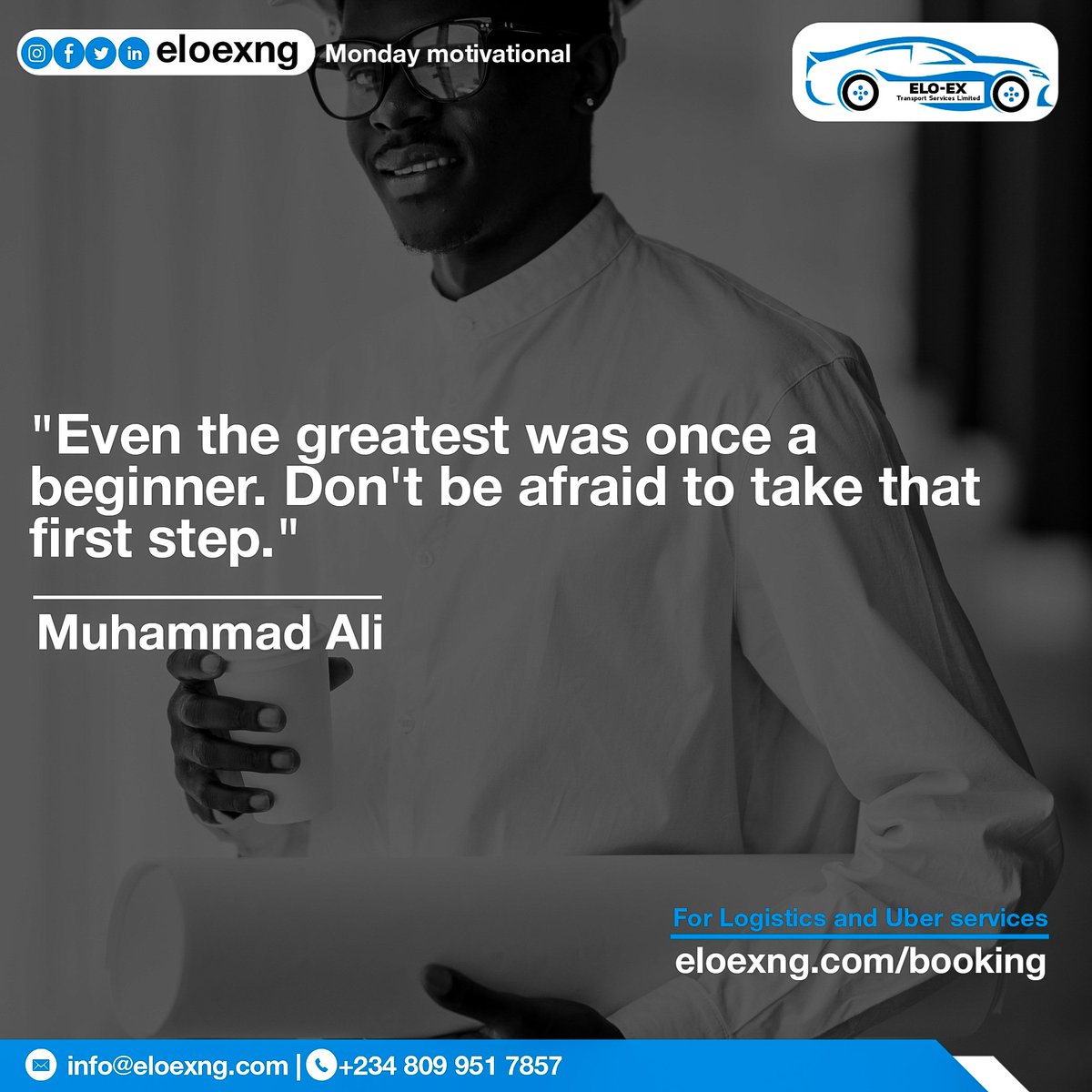 eloexng's tweet photo. Everyone has to start from somewhere, don't be afraid to take that first step. Attack the week with enthusiasm.

Need a car to drive on Uber?, make your request now.
Visit: https://t.co/HNp3LPiKXF

#eloexng
#uberLagos
#uberservices
#mondaythoughts https://t.co/qa0r9WbM75