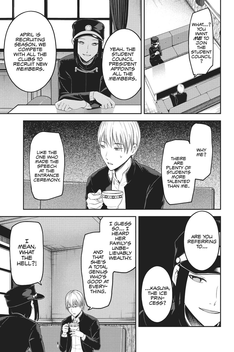 He gets approached by the Student Council. He gets offered a position but due to his inferiority complex, he finds reasons to decline saying there are other people that deserve the title. The president however shows him another side to the people at Shuchiin.