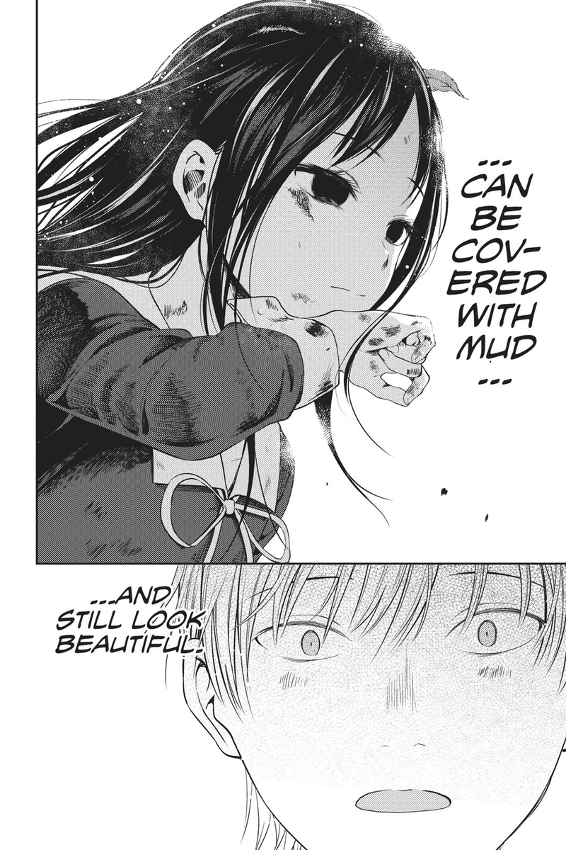 Kaguya made Miyuki realize his weakness and incompetence. He realizes that status and wealth don't matter when it comes down to times of emergency. An inspiring and beautiful act committed by somebody he thought was a stubborn brat. He fell in love.