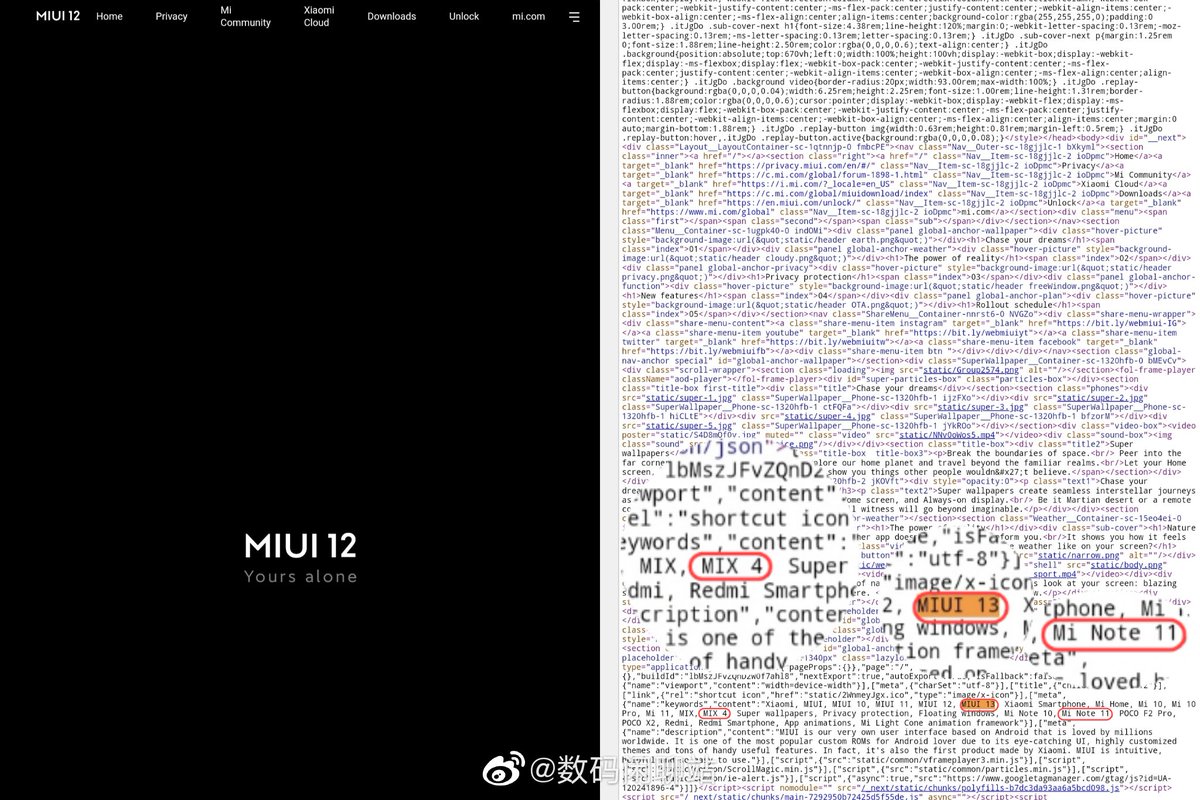 Raman_Singh8's tweet photo. Mi Note 11 & Mi Mix 4 With MIUI 13 spotted on global xiaomi website.
#MiNote11 #MiMix4 #MIUI13 https://t.co/oPhDnpkFrG
