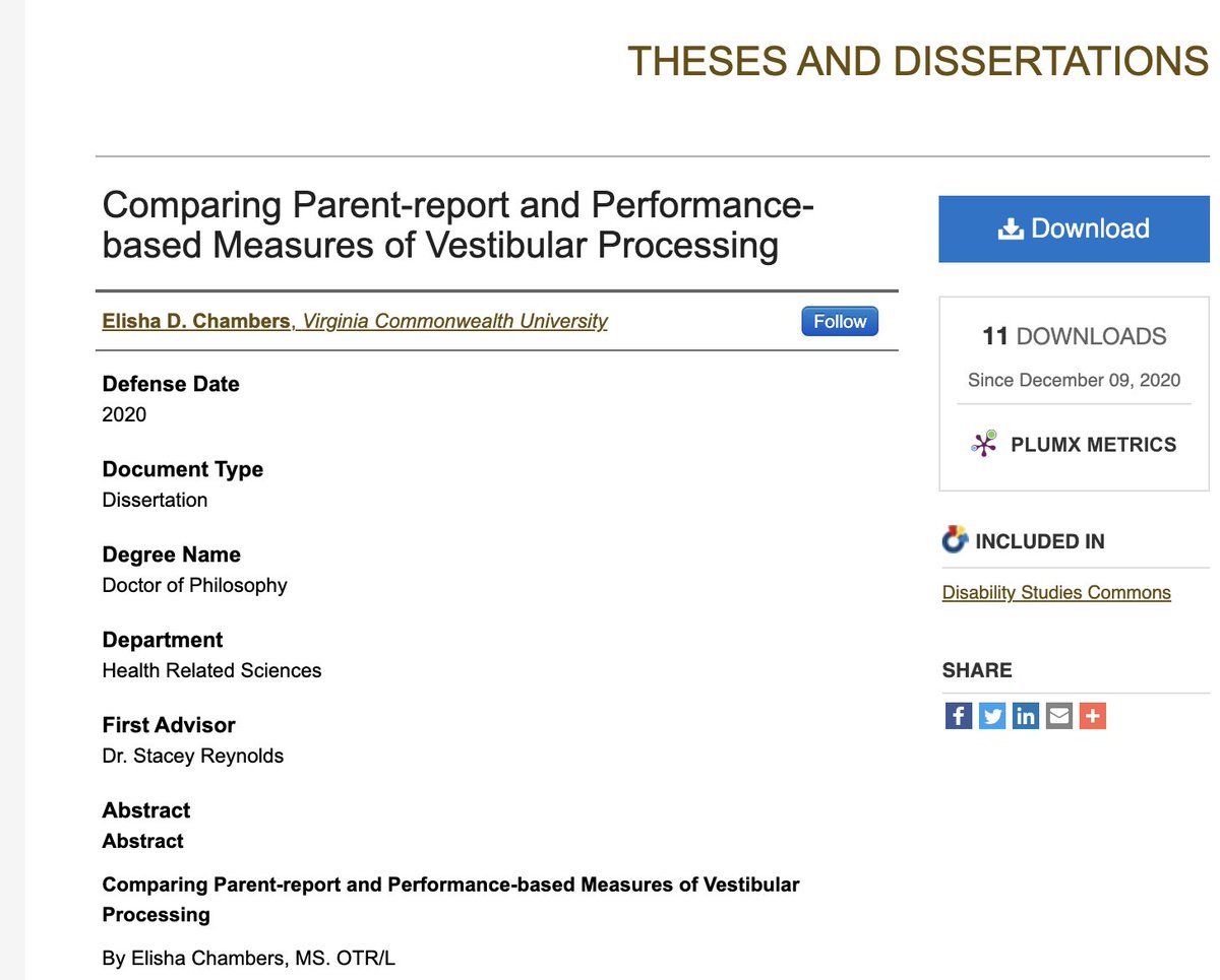 SINetwork's tweet image. This #PhDStudy compared Parent-report and Performance-based Measures of #VestibularProcessing 

bit.ly/3b0NfRV