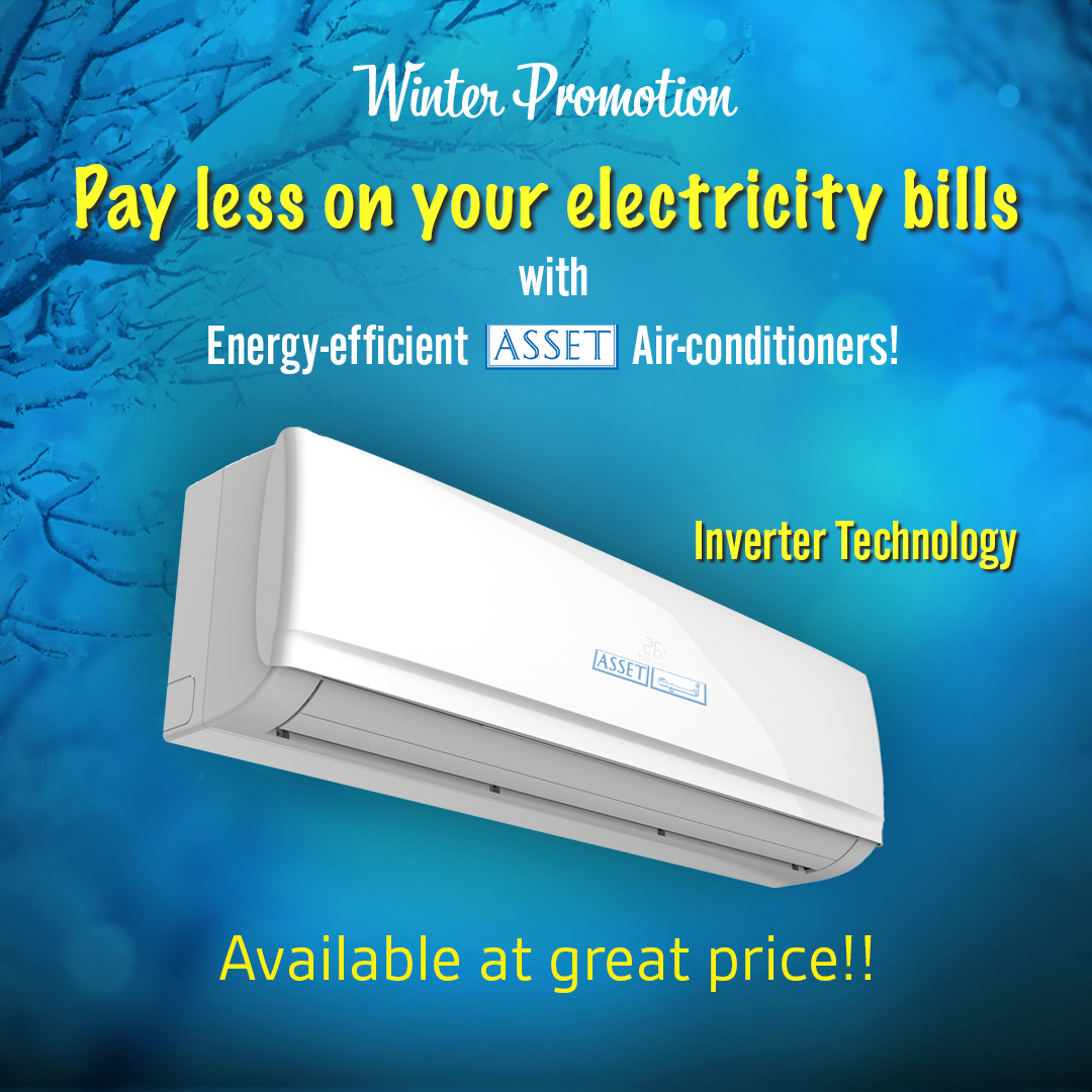 WINTER PROMOTION !!! #BahwanMart Pay Less on your Electricity bills with Energy-Efficient #ASSET #AirConditioners ! Inverter Technology bahwanmart.com Ruwi: 24834021/ 24830792, Ibra: 25572620, Jalan Bani Bu Ali: 25554178, Samad: 25526227, Nizwa: 25412740, Ibri: 25689031