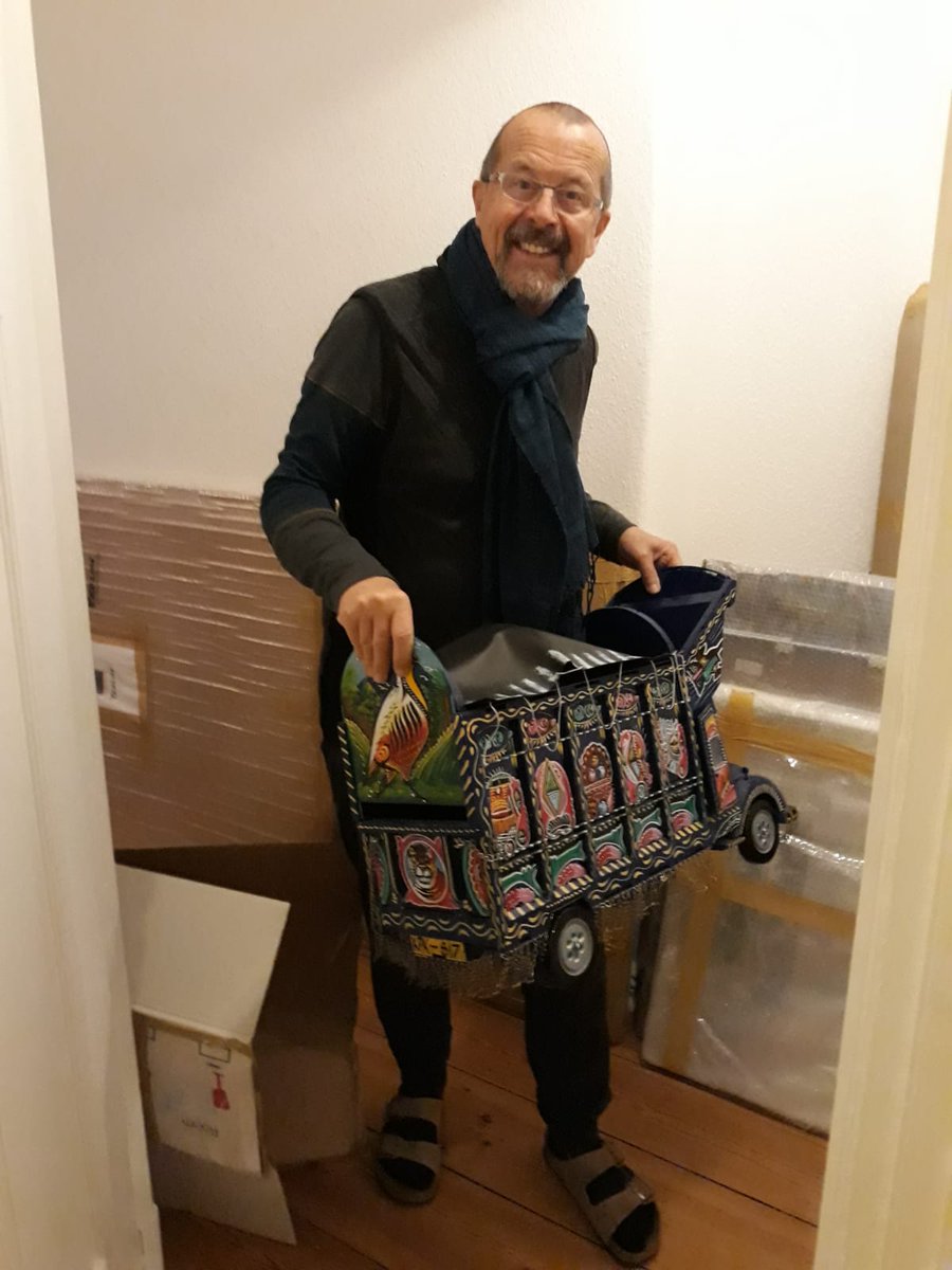 Finally moving in to our appartment in #Berlin, very happy to unpack my small art truck, great gift from #Pakistan @ImranKhanPTI @GermanyinPAK @GERinPAK4youth
