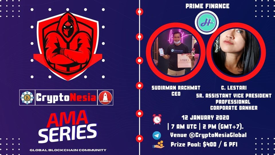 CryptoNesia2019's tweet photo. 🔊🔥 CryptoNesia will hold an AMA with Prime Finance on 12 January 2020 at 7 AM UTC / 2 PM (GMT+7). 

Prize: $400

Details - https://t.co/xjdo06LFV7

Rules:
1. Follow @hasanahetc &amp; @CryptoNesiaReal
2. Like, Retweet, Tag 3 Friends &amp; Send Your Questions Here!

#AMA #AMACRYPTO https://t.co/UfbzDm1hUB