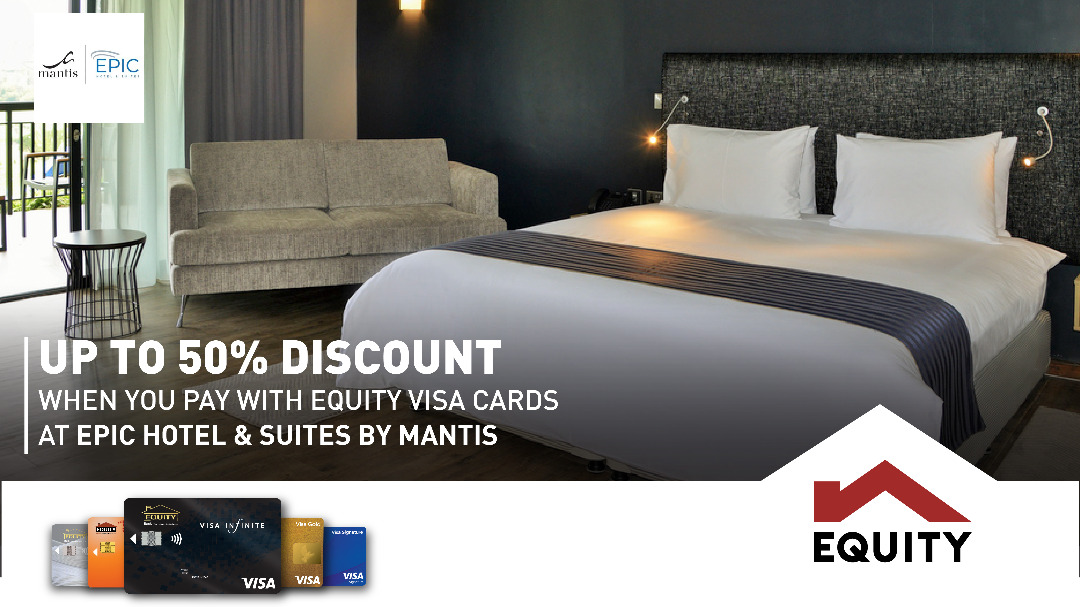 RwEquityBank's tweet photo. Did you know?
You can now pay for food and accommodation from Epic Hotel using your Equity Visa cards and get a 50% discount! Don't miss out on this amazing offer!!
#GetDiscountWithEquityCards https://t.co/D3510pYEUO