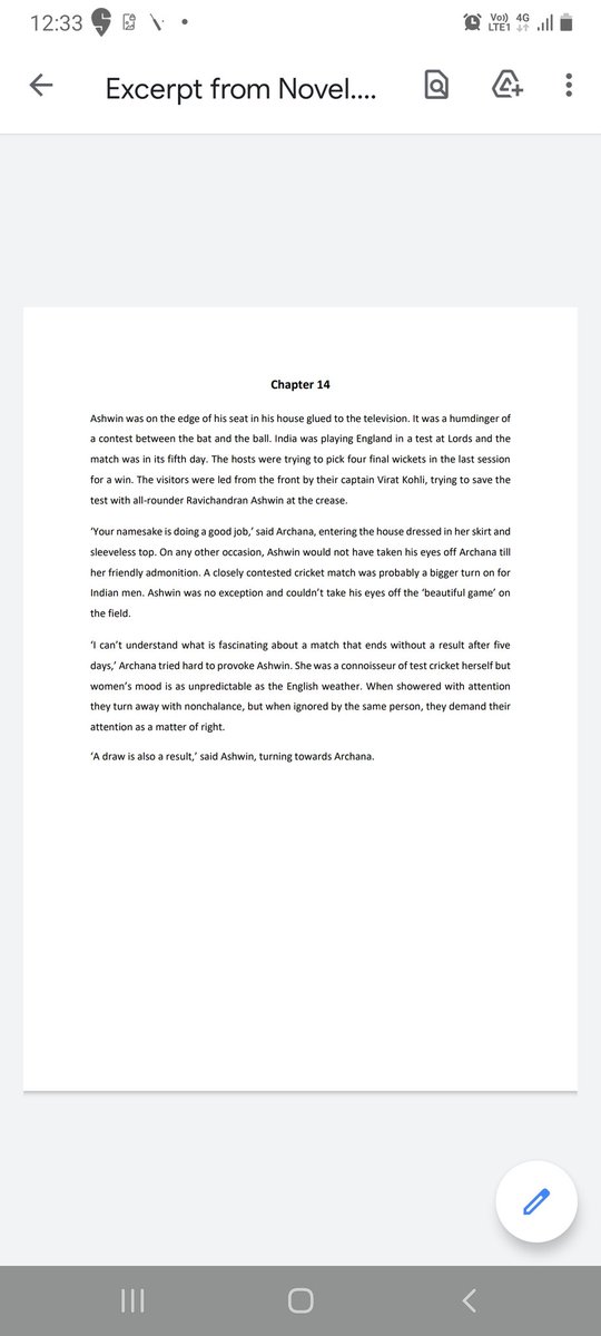 rangarajan_ias's tweet photo. Excerpt from my Novel releasing next week. Glad it came true in the real contest at Sydney :) https://t.co/4IwWkYrMrM