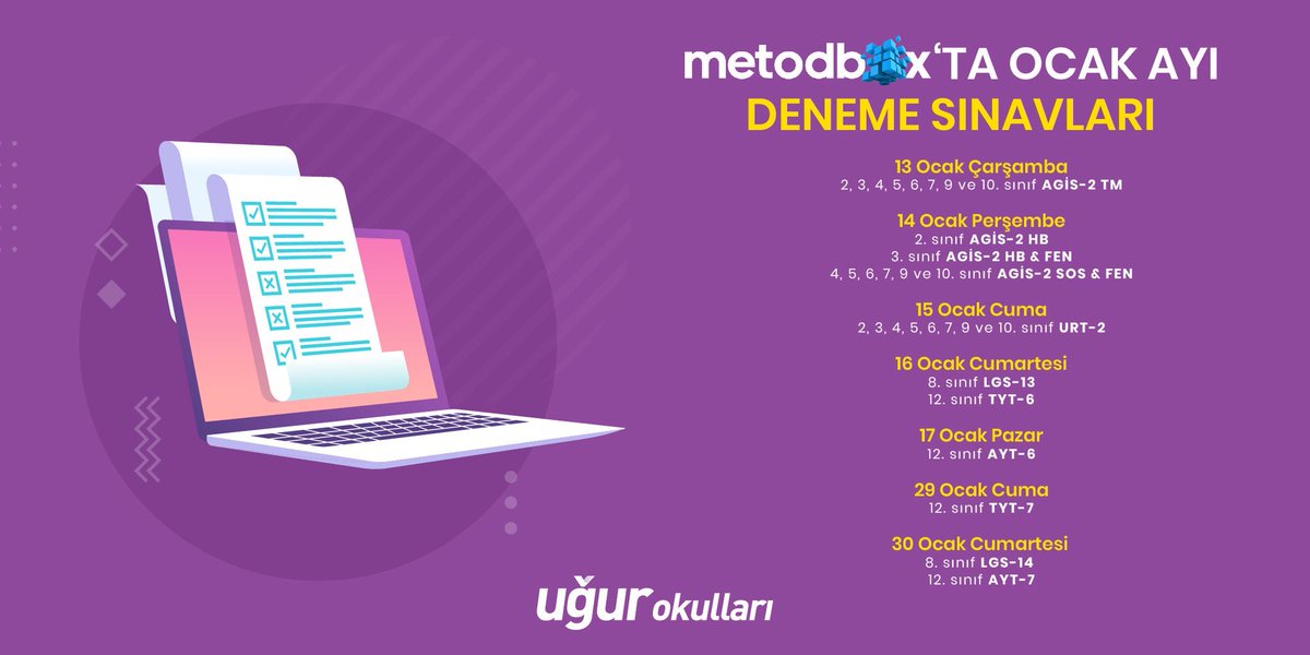 UhlTrabzon's tweet photo. Uğur Okullarında ölçme ve değerlendirme çalışmaları, Metodbox deneme sınavları ile devam ediyor! 🚀

#UğurKazandırır https://t.co/2hTTZnYaGH