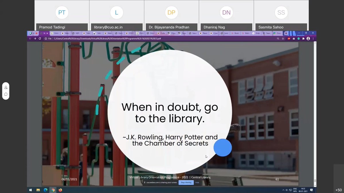 CUOLibrary's tweet photo. @CUOLibrary successfully conducted two days "Virtual Library Orientation Programme" for the newly admitted students for the academic session 2020-21, which was held on 6th and 8th January 2021 through Google Meet and Cisco Webex Online Platform. See Pics ➡️ https://t.co/vmV0htbWGj