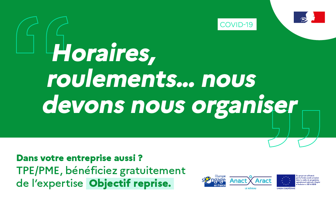 Anact_'s tweet photo. #COVID19 Evolutions du protocole sanitaire et #CouvreFeu18h dans certaines régions 
>> Le dispositif #Objectifreprise propose aux TPE-PME un appui gratuit pour ajuster leur organisation 
Contactez-nous vite : https://t.co/lQ3DE5RcxP @Travail_Gouv https://t.co/9WtL7YLFZh