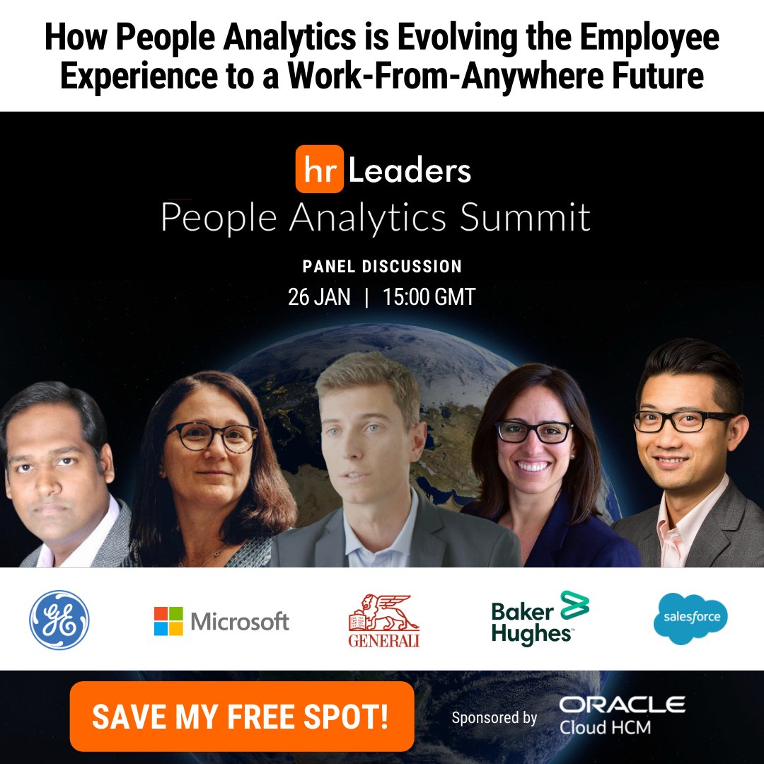 We are excited to announce 1 of 6 panels taking place at the #HRLeaders #PeopleAnalytics Summit on 𝗝𝗮𝗻 𝟮𝟲𝘁𝗵. We will be joined by world-class speakers from @generalelectric
 <a href="/Microsoft/">Microsoft</a> <a href="/GENERALI/">Generali Group</a> <a href="/salesforce/">Salesforce</a>