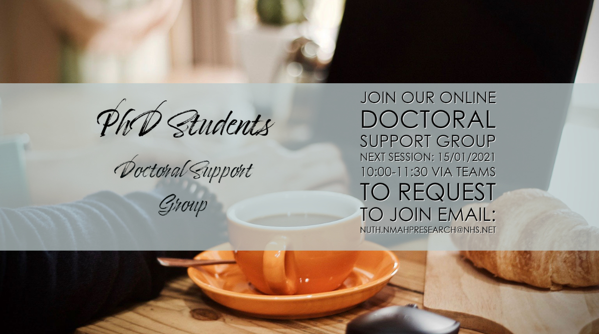 NUTH_NMAHPRes's tweet photo. #ResearchResolutions
*Nurses, Midwives and AHPs at NuTH* Are you working towards a PhD and need a supportive likeminded community? Join our online Doctoral Support Group - next session 15/1/21
What's YOUR #ResearchResolution? https://t.co/GliJQkhrqD