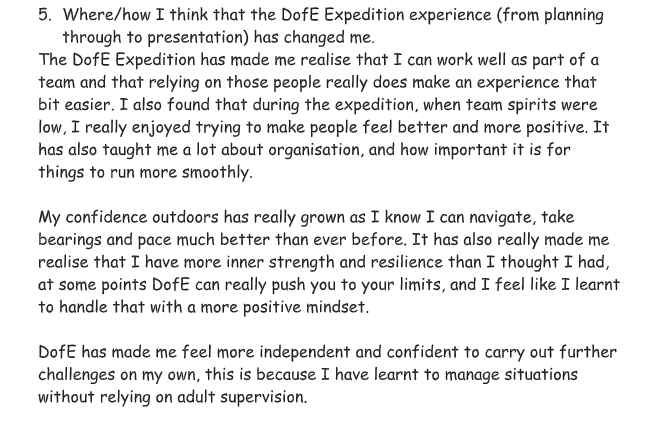 Because we're in lockdown we've asked for individual written feedback from our #DofE #GOLD team who did their final in Oct '20. This is why we do it. @DofEDorset @DofESouthWest