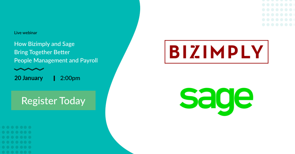 Bizimply's tweet photo. A reminder to sign up for @sageireland's webinar 20 January at 2pm, where we’ll explore how easy it is to connect your payroll and attendance with Bizimply &amp; Sage's seamless integration. Click the link to register today! https://t.co/feK6FwjyLU https://t.co/v5vCdJISgU