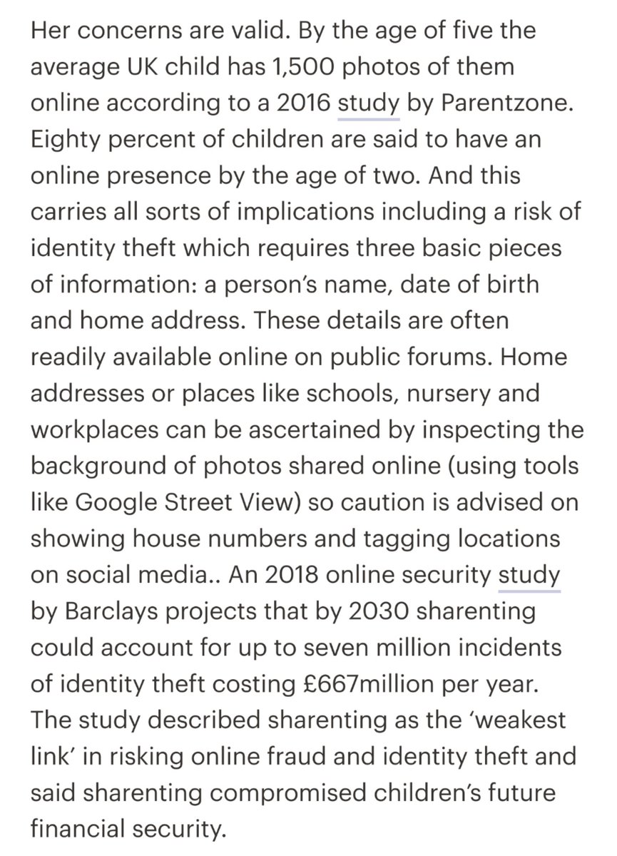 EinsteinsAttic's tweet photo. A "#sharenting" [Thread] and article worth reading.

Talks about what people commonly refer to as "#IdentityTheft" (i.e. #personation) but if you're taking or using something of someone without their #permission or #consent, who's the real #thief? https://t.co/w1nTMxjsxb