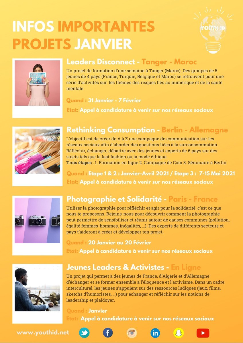 Le programme de Janvier Evènements - Ateliers - Projets de Youth ID est dispo sur notre site 👉 buff.ly/2LcnnYZ