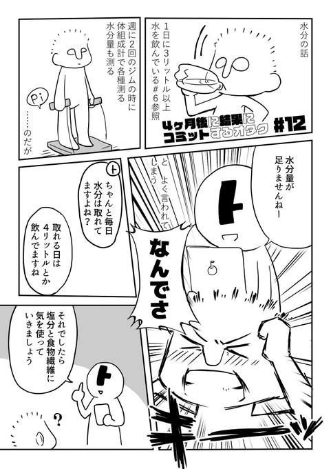 ライザ〇プに通うオリジナルレポ漫画 #4ヶ月後に結果にコミットするオタク その12です。水分いっぱいとるけど、ただ飲むだけじゃないよって話。【画像にミスがあったため再掲します!ごめんなさい】 