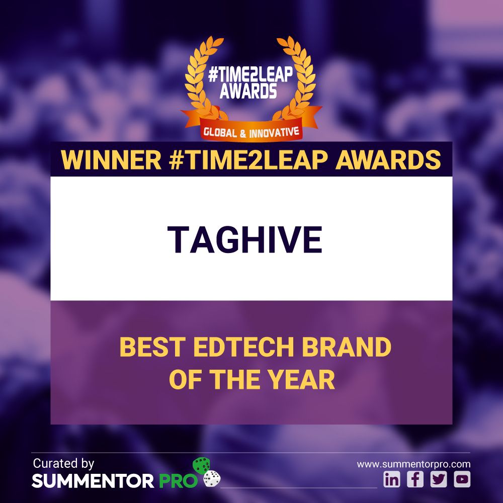 SummentorPRO's tweet photo. We take immense pleasure in announcing that the Taghive has won the #Time2Leap National Awards - MSME Edition for their work in the category of #BestEDTechBrandoftheyear,
#Time2Leap #NationalAwards #summentorpr #TagHive https://t.co/DdIDbfGg9V