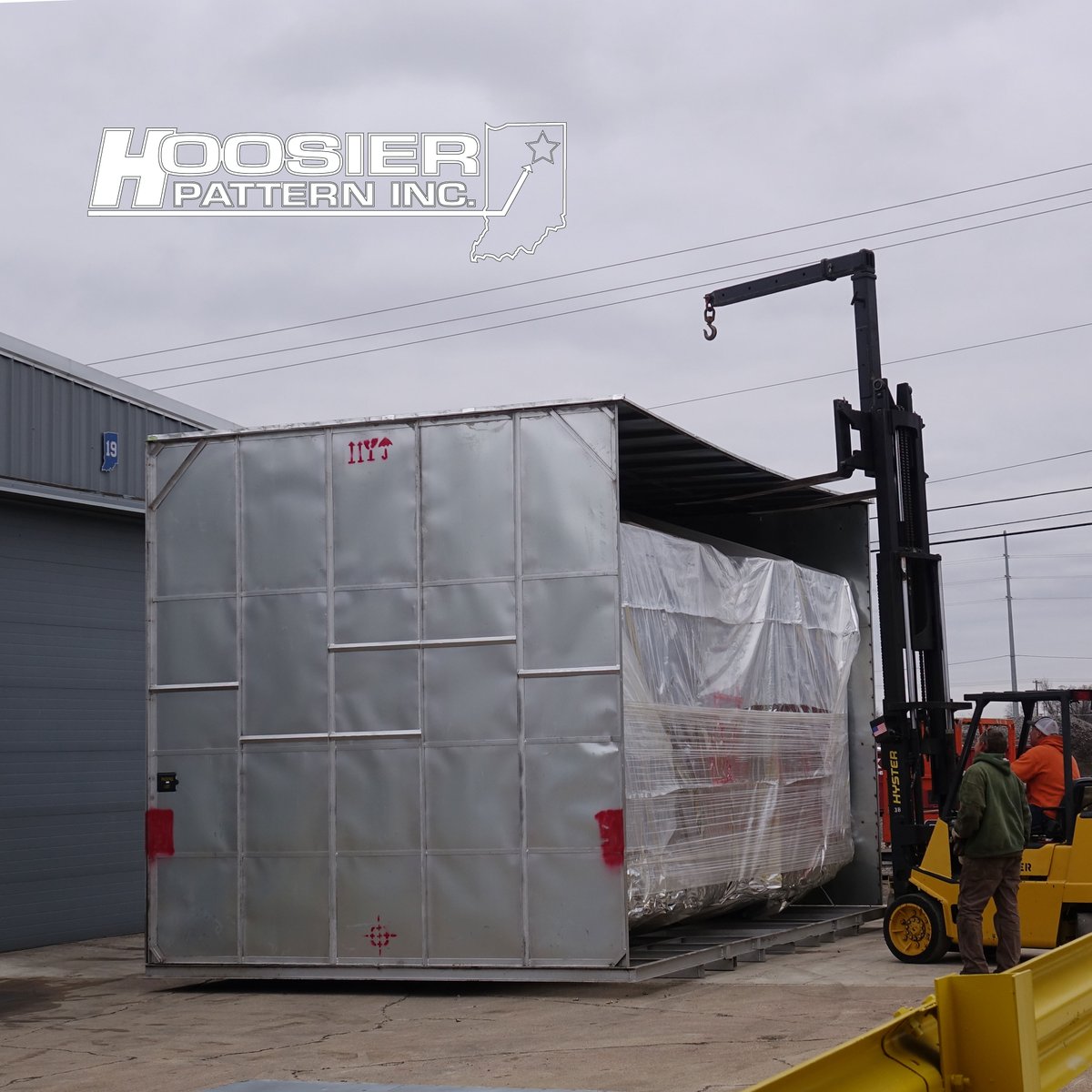 hoosierpattern's tweet photo. That was a large delivery. Blog post coming later in the week where we will finally reveal the newest addition to the shop floor! #ManufacturingMonday https://t.co/V4fX2AriLT