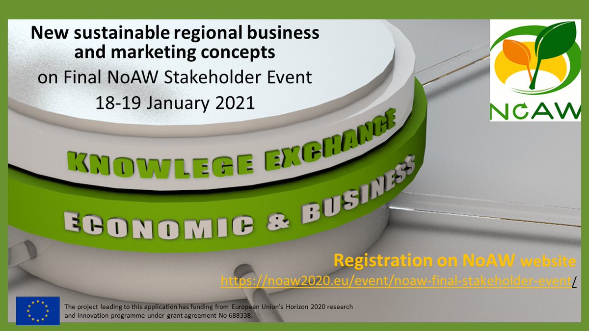 NoAW2020's tweet photo. #NoAW suggests combining techno-economic and environmental assets and derives applicable regional business concepts for agro-technical clusters of various sizes and applications!  Hear more on the our Final Stakeholder Event! 
Register until 12th of January! 🕰️ #CEStakeholderEU https://t.co/C00Ez2b8rl