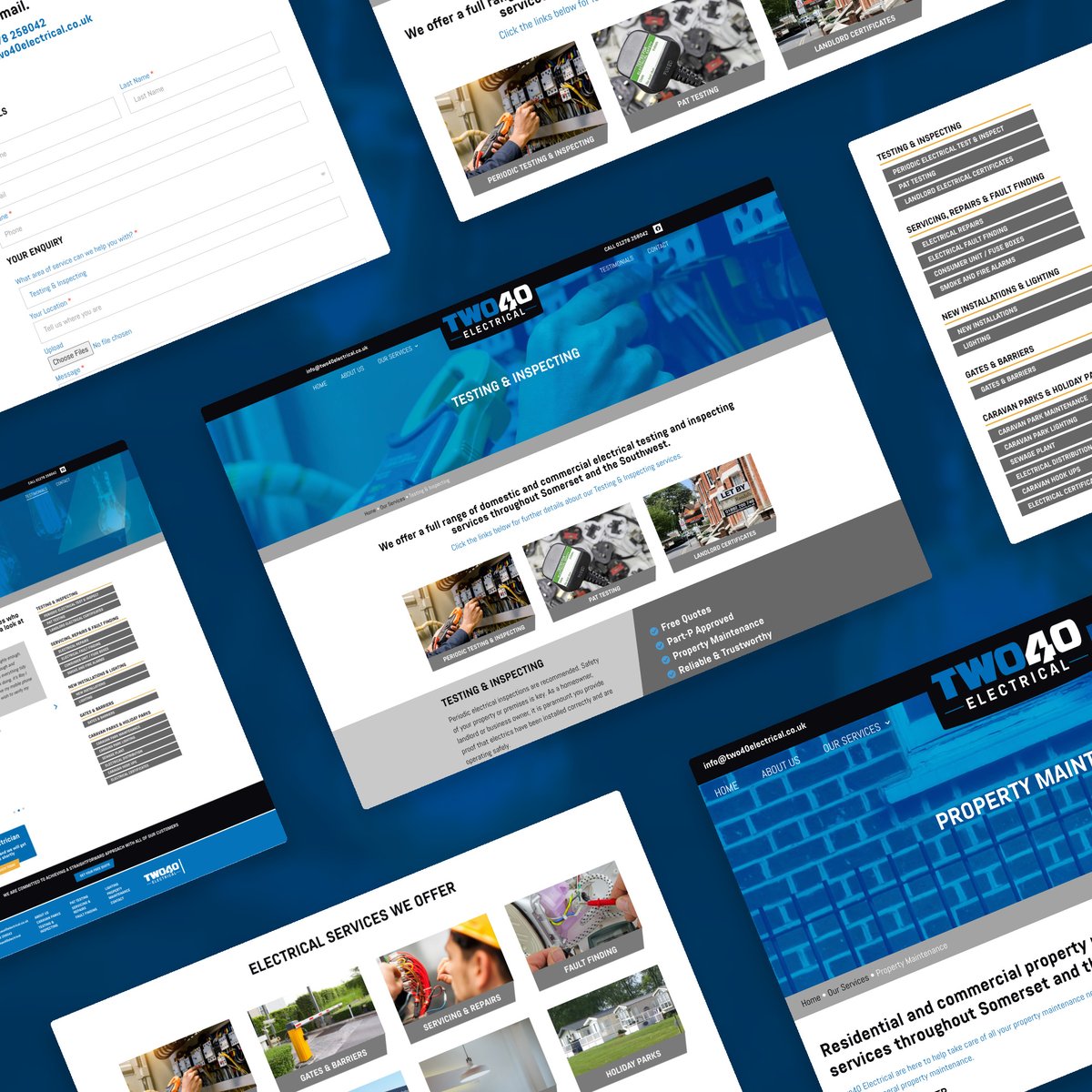 designhivetweet's tweet photo. Our latest #website to go live is Two40 Electrical ⚡️, based in #BurnhamOnSea
Providing a full gamut of #electricalservices, they required a #logo, #website and #businesscards to help with their new #startup💪
What do you think?🤔
#logdesign #graphicdesign #webdesign #somerset https://t.co/I5xZDMWuGS