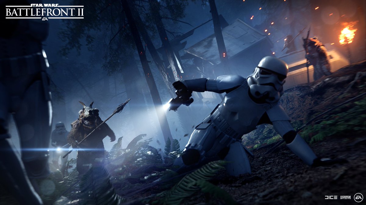 One of the first big updates we released focused around a new mode called Ewok Hunt. Ewoks go up against a team of Stormtroopers who are waiting for extraction off Endor. Ewoks start with few numbers, while Stormtroopers have 1 life, got killed and you become an Ewok.