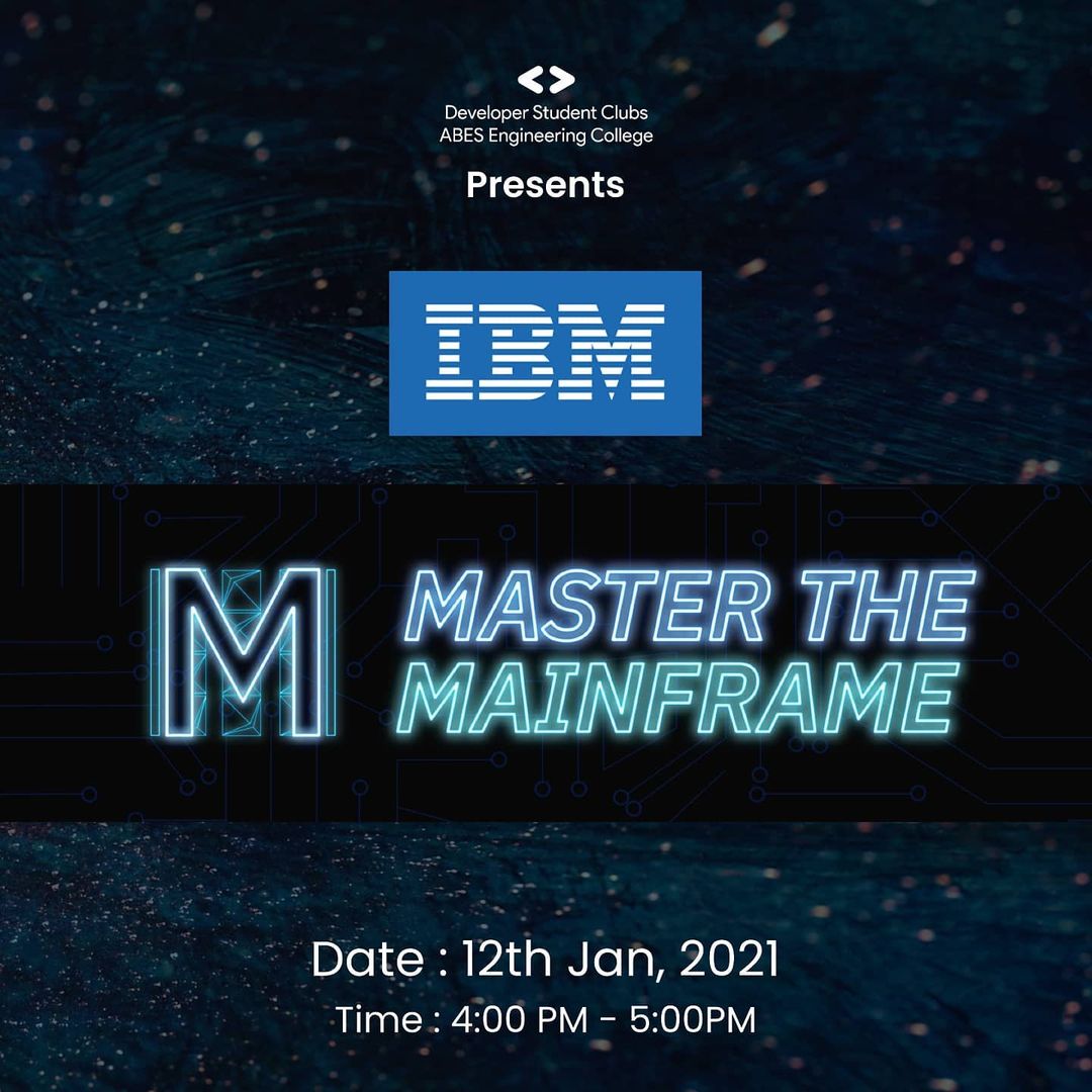 dsc_abesec's tweet photo. Master the Mainframe is a fun way to get hands-on experience across a variety of technologies💻, to develop amazing  skills, and to earn digital badges – with no prior knowledge required✨
.
.
.
Join us to learn something exciting on 12 January 2021🤩🔥 https://t.co/8b2mMVz4F7