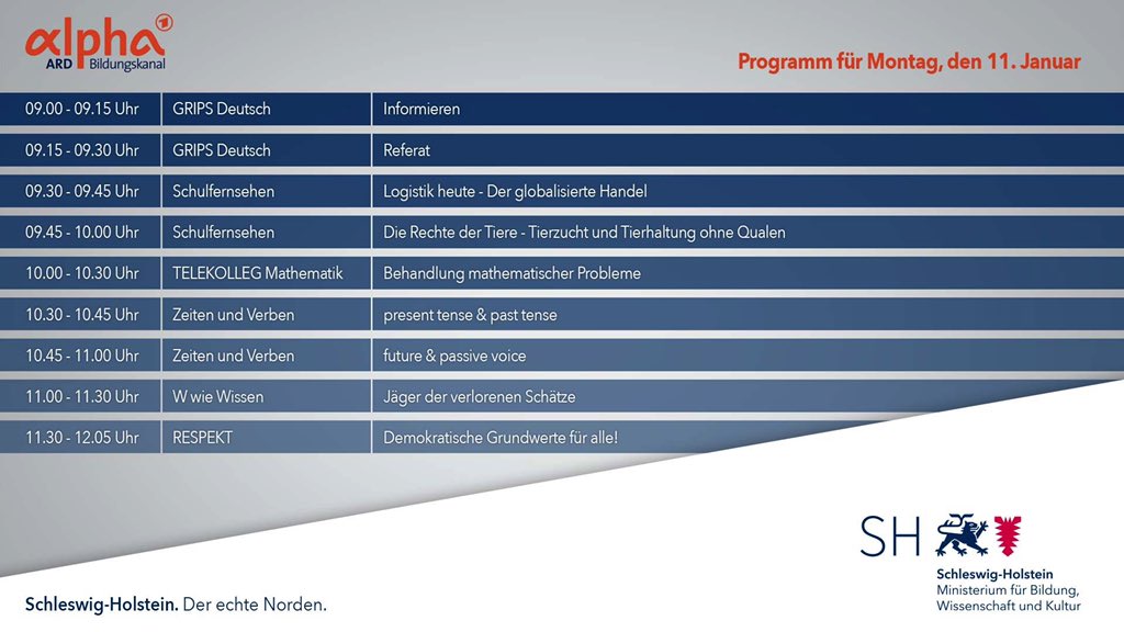 Kennt ihr schon das #Bildungsangebot der @ARDde? ARD Alpha ist bundesweit über das Kabelnetz, Satellit, DVB-T 2 und als Livestream in der ARD Mediathek zu empfangen. Das vollständige Programm gibt's auf ard-alpha.de

Zum Livestream 👉 ardmediathek.de/alpha/live/Y3J…