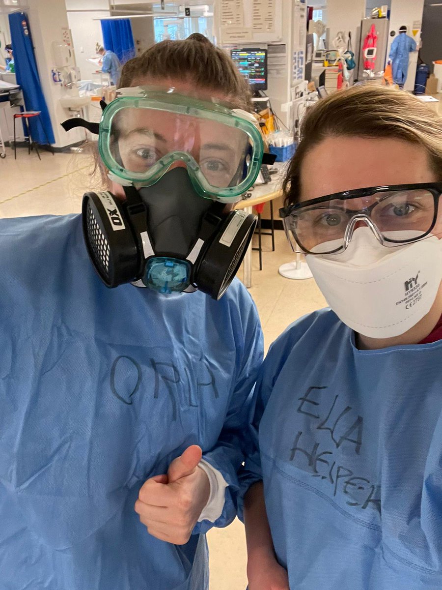 Orgle9's tweet photo. Best thing about yesterday was being reunited with @E_Chadwick best helper ever ❤ basically an ITU nurse now 🤣 #helpers #icuhelpers #covidicu https://t.co/Eu4VYFcyUp