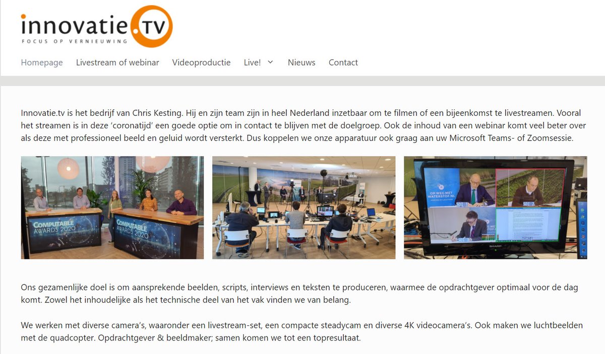 Livestreams en videoproductie. Onze website is vernieuwd.
innovatie.tv