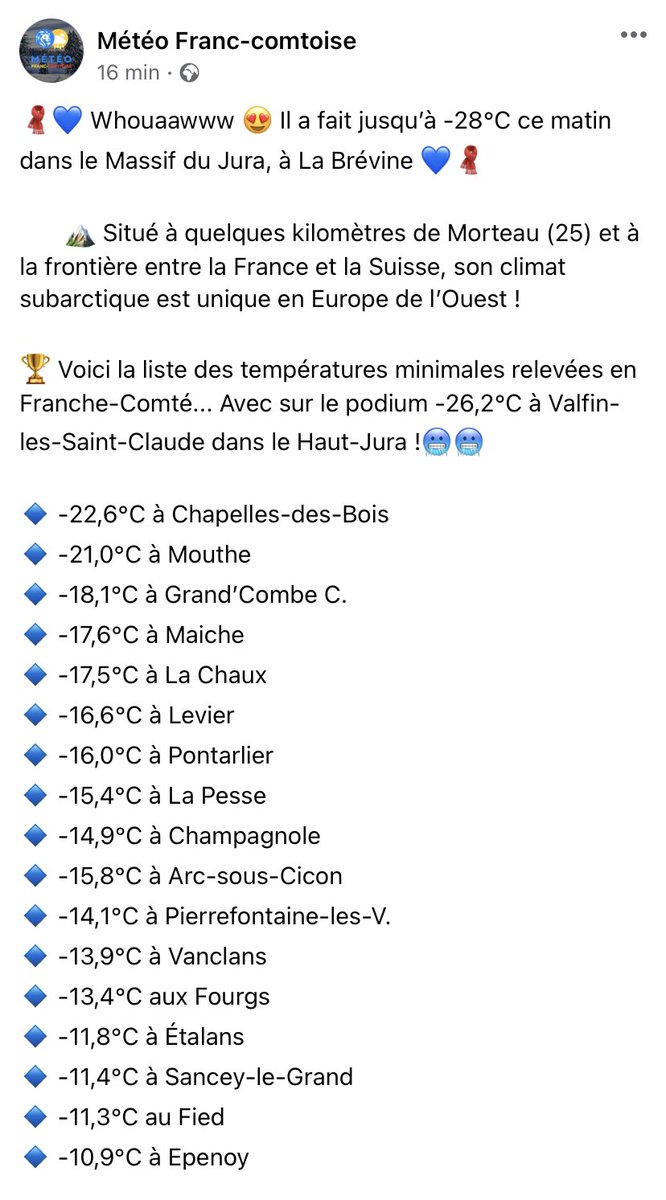 srebouh's tweet photo. Tu pensais savoir ce que c’était le froid ? Rigolo va. #FrancheComté https://t.co/O3qU1HEPhK