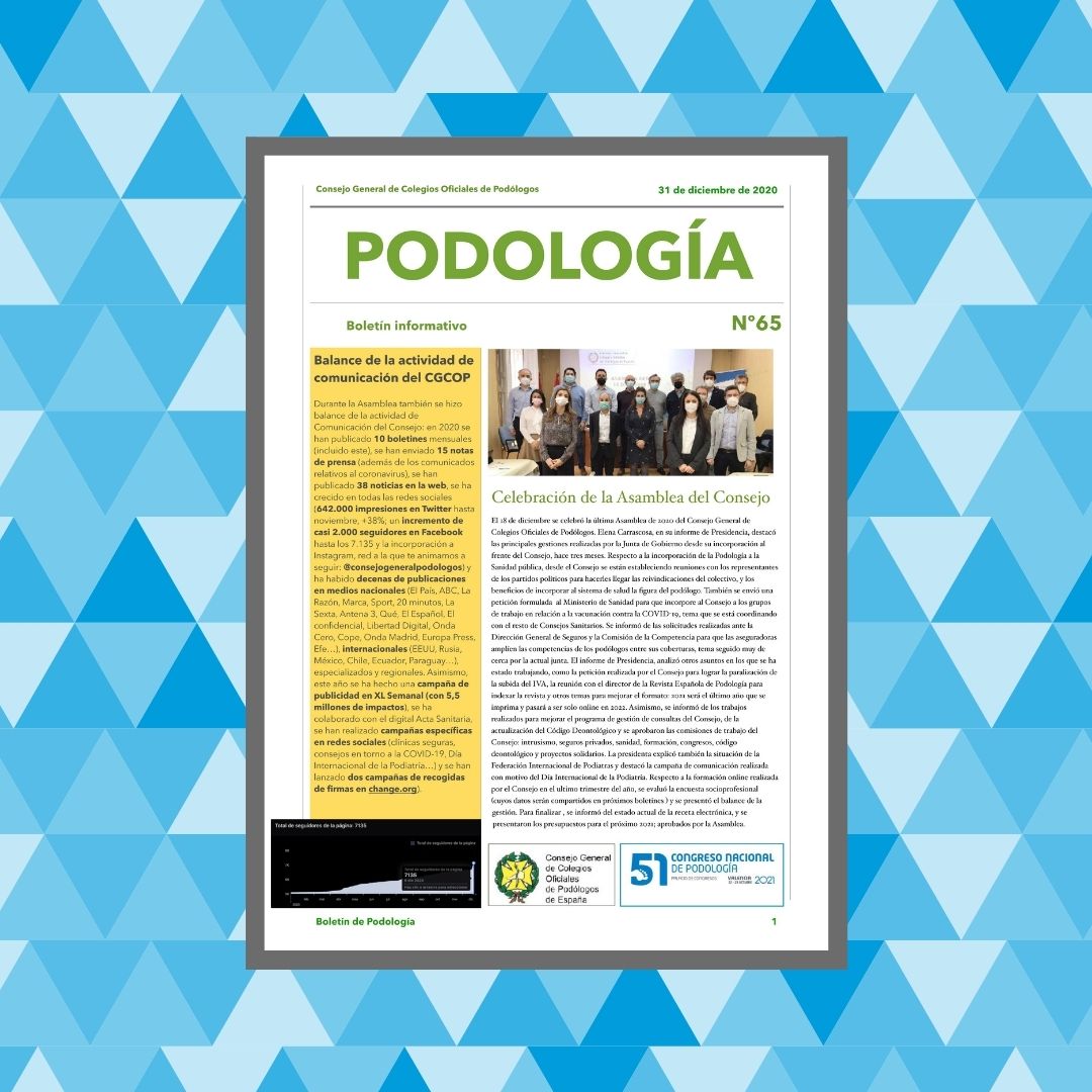 ICOPCV's tweet photo. ℹ️ Aquí os dejamos el Boletín informativo nº65 del @CGPodologos por si lo queréis consultar. Feliz inicio de semana 😉
#cgcop
#boletínpodología https://t.co/yFddVTwcG9
