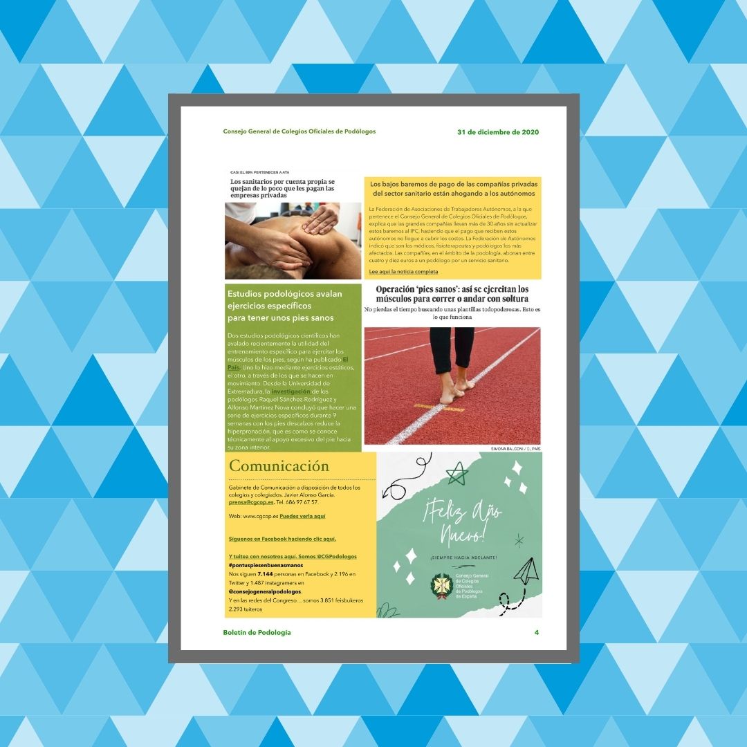 ICOPCV's tweet photo. ℹ️ Aquí os dejamos el Boletín informativo nº65 del @CGPodologos por si lo queréis consultar. Feliz inicio de semana 😉
#cgcop
#boletínpodología https://t.co/yFddVTwcG9