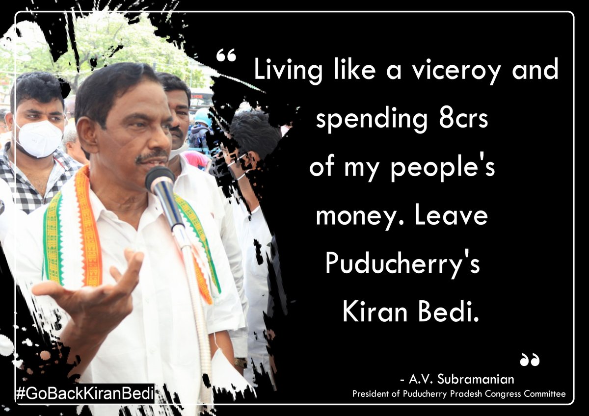 INCPuducherry's tweet photo. #gobackkiranbedi
#backoffkiran
#Moditakebackbedi
#INCIndia
#INCPuducherry https://t.co/5XkC16ok4c